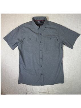 Outdoor Research Mens Medium Gray Wayward Short Sleeve Button Front Shirt Hiking